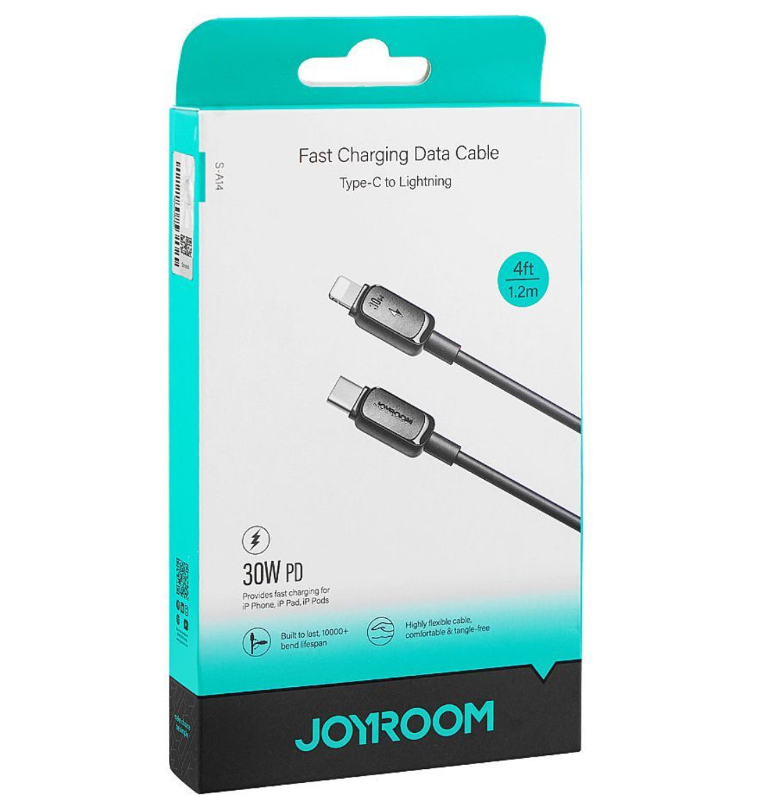 Joyroom Cabke Type-C To Lightning Fast Charging Data Cable (1.2m/4ft, 30W PD) Black, S-A14 ( 12 Month warranty Guaranteed by the local agent Trust Store )