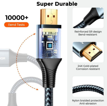 Joyroom HDMI Cable SY-20H1 HDMI to HDMI cable (4K@60Hz) -2m-gray ( 12 Month warranty Guaranteed  by the local agent Trust Store )