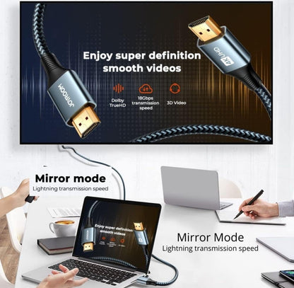 Joyroom HDMI Cable SY-20H1 HDMI to HDMI cable (4K@60Hz) -2m-gray ( 12 Month warranty Guaranteed  by the local agent Trust Store )