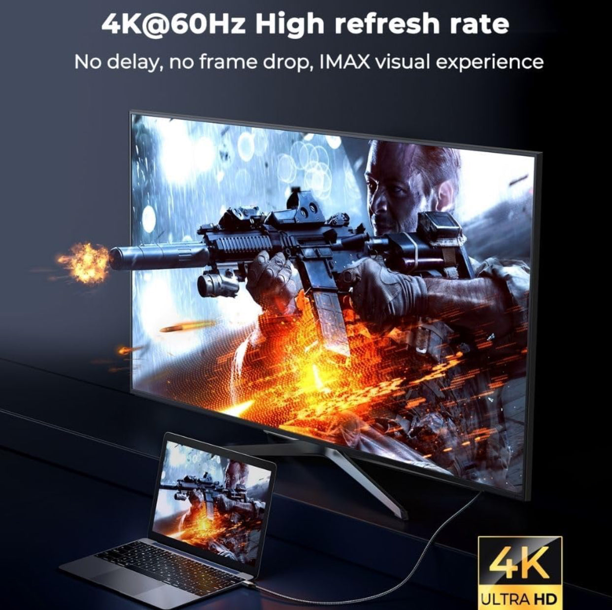 Joyroom HDMI Cable SY-20H1 HDMI to HDMI cable (4K@60Hz) -2m-gray ( 12 Month warranty Guaranteed  by the local agent Trust Store )